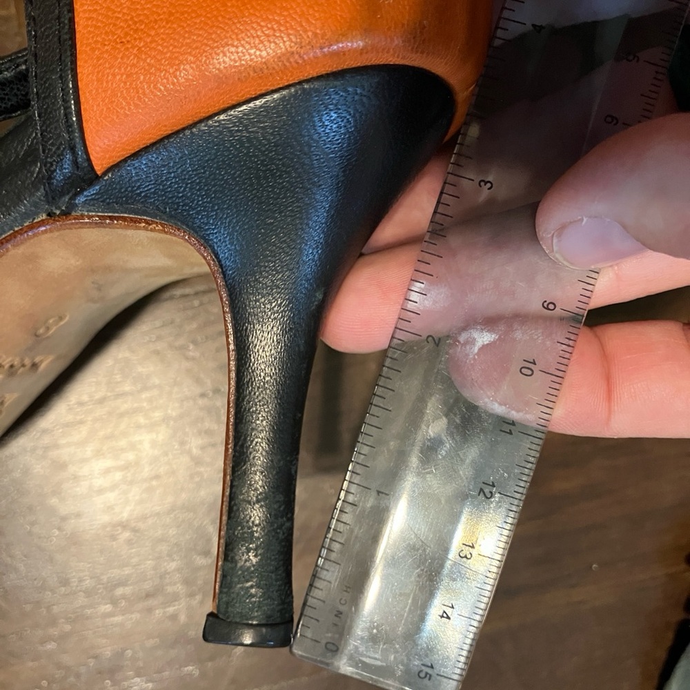 Handmade Leather Orange and Black Tango Heels Size 8 - Picture 9 of 9